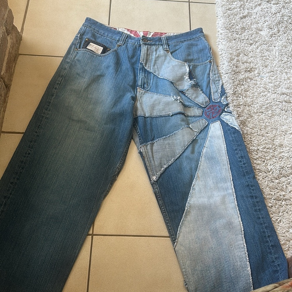 Pepe Jeans Blue Patchwork Men's Relaxed Jeans